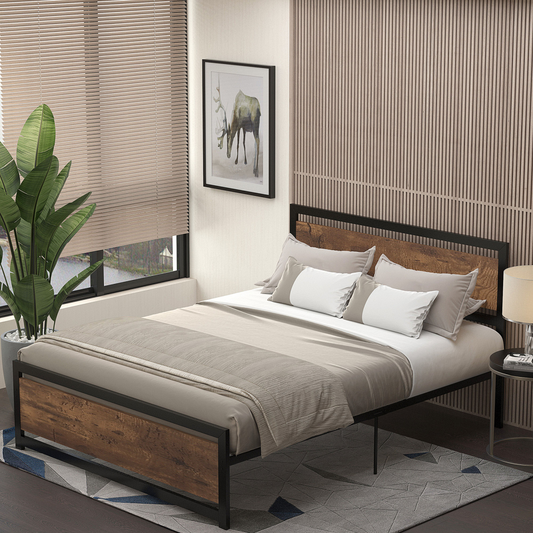 King Size Metal Bed Frame with Headboard & Footboard