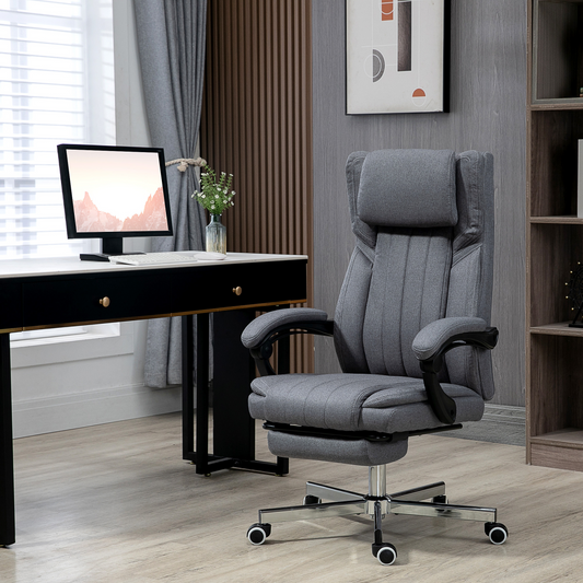 Dark Grey Reclining Office Chair with Headrest