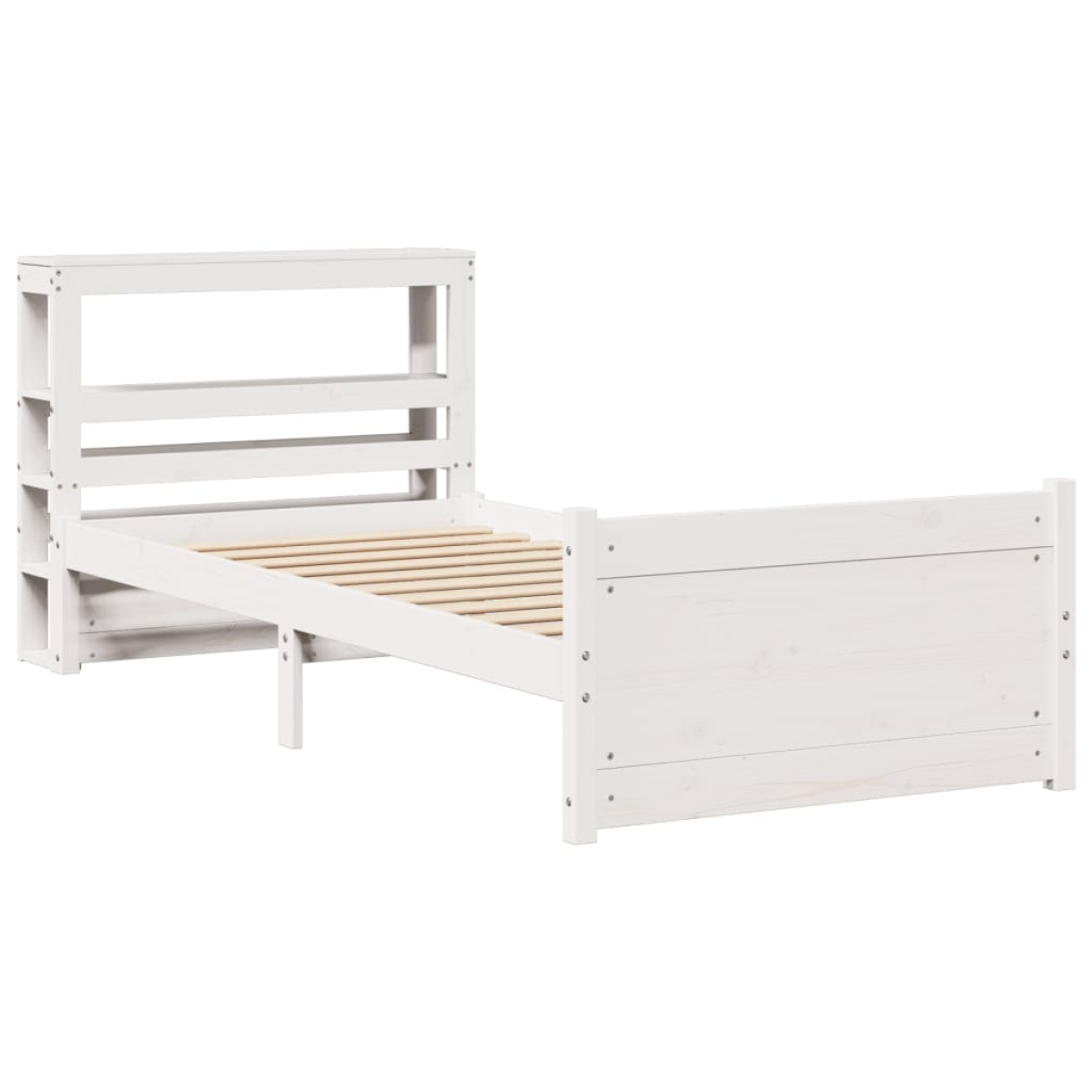 White Bed Frame with Headboard - 90x190 cm Single