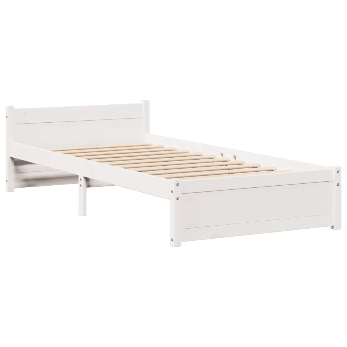 White Bed Frame with Headboard - 90x190 cm Single