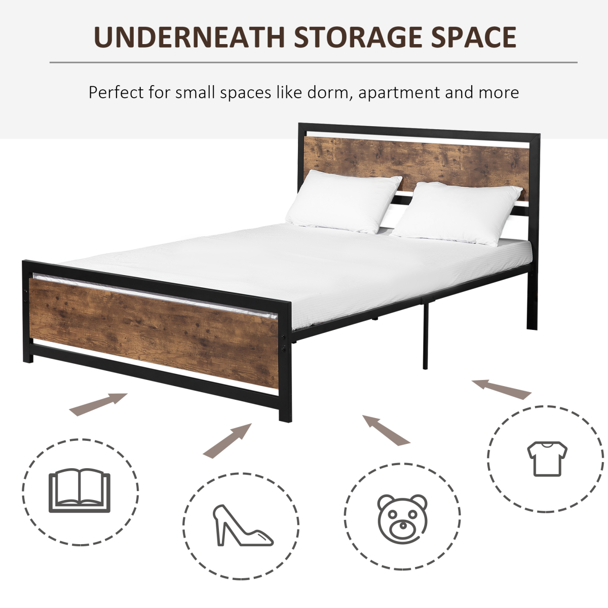 King Size Metal Bed Frame with Headboard & Footboard