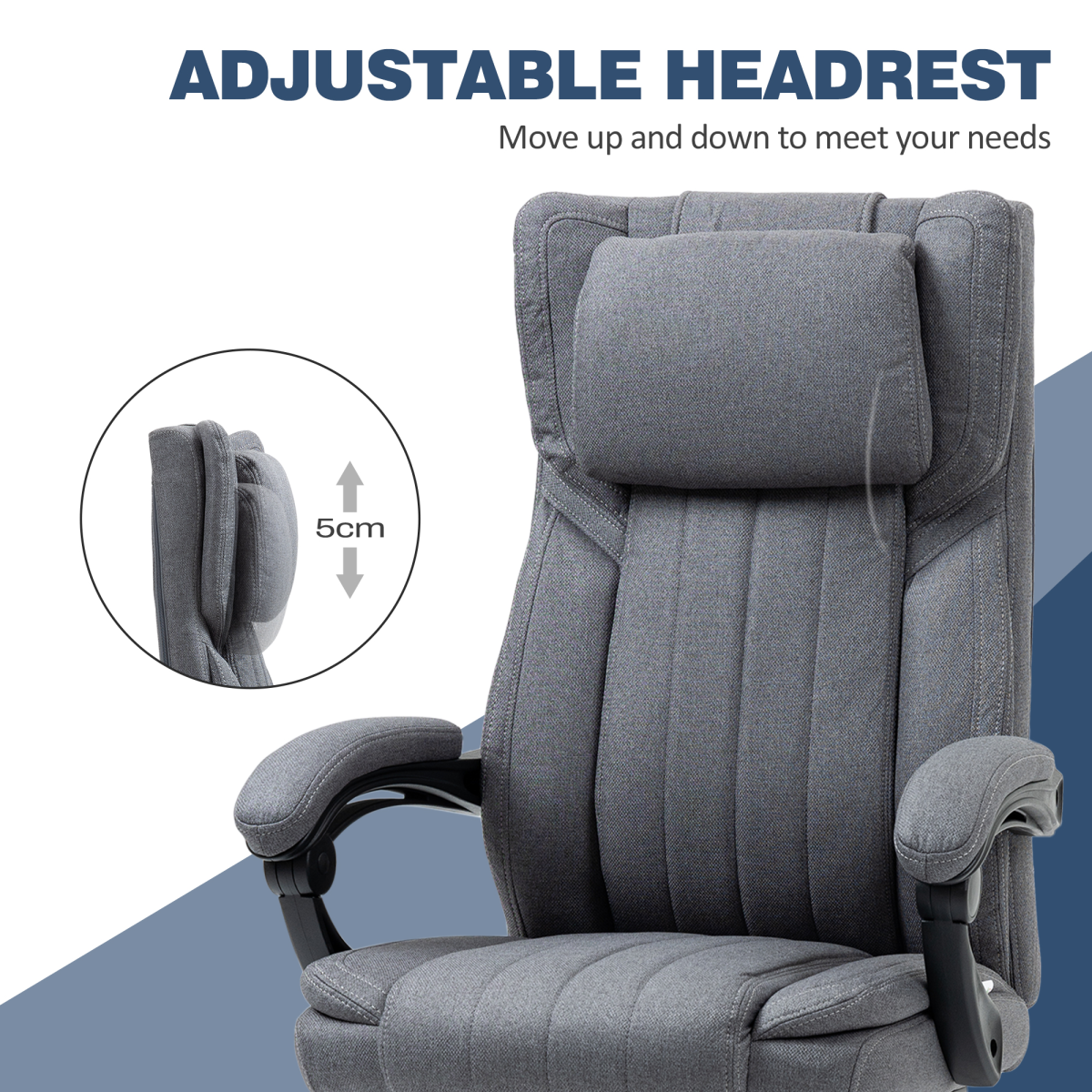 Dark Grey Reclining Office Chair with Headrest