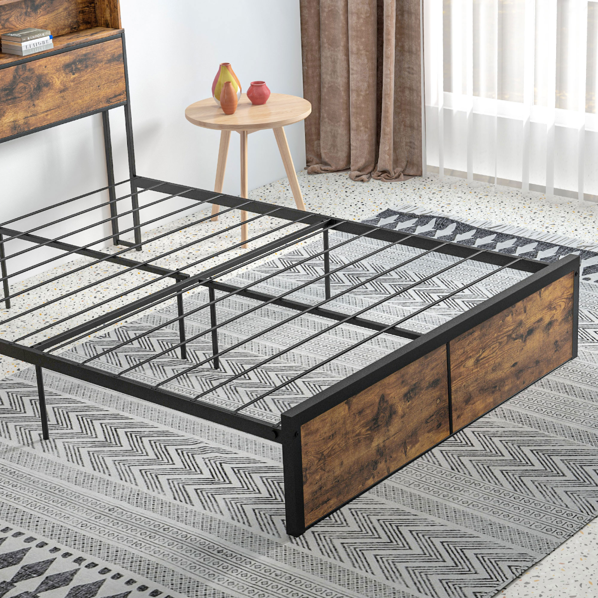 Double Bed Frame with Storage Headboard & Under-Bed Storage