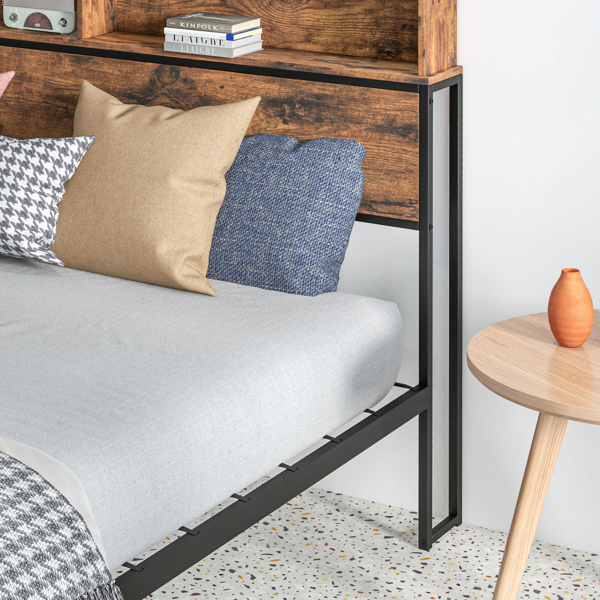 Double Bed Frame with Storage Headboard & Under-Bed Storage