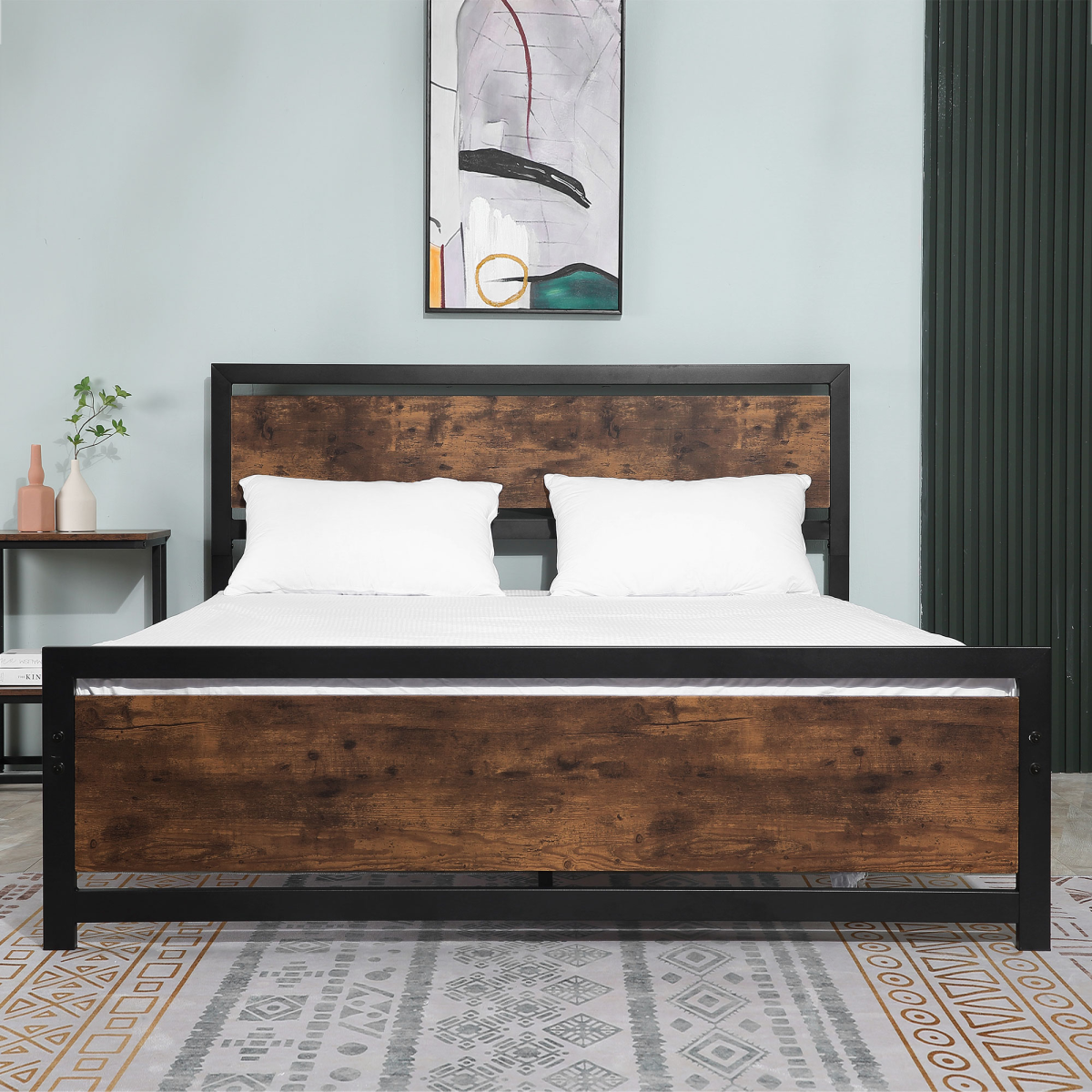 King Size Metal Bed Frame with Headboard & Footboard