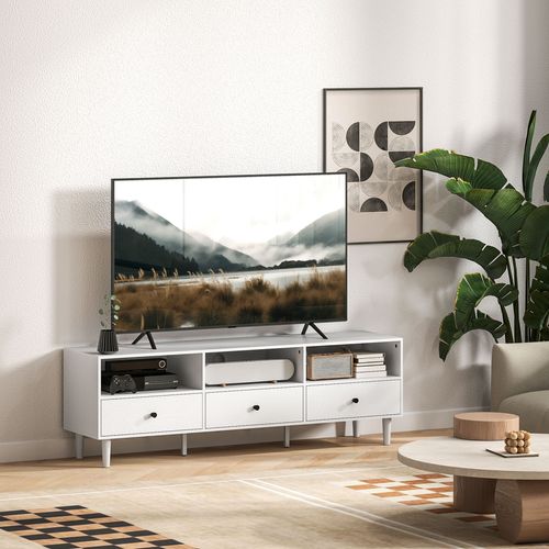 75" TV Stand - White Media Console w/ 3 Drawers & Shelves
