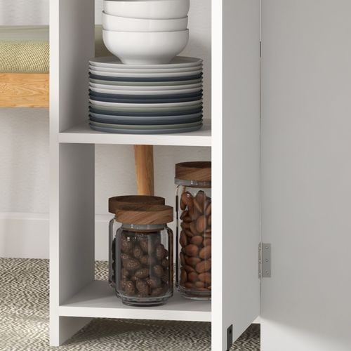Foldable Drop Leaf Table - Kitchen Dining w/ Storage & Wheels, Oak