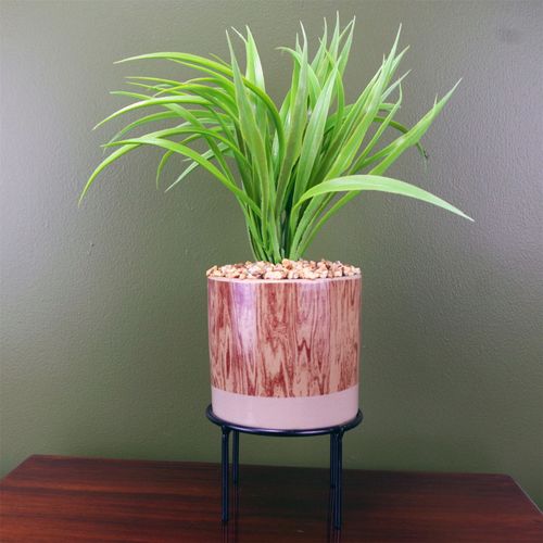 35cm Artificial Grass Plant - Ceramic Planter & Metal Stand