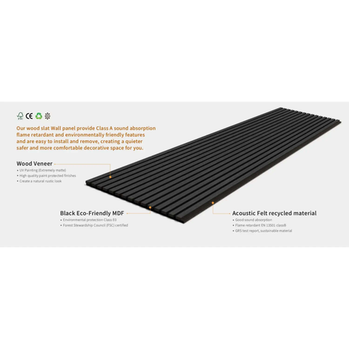 Black Oak Acoustic Panels - 3-Pack, Sound Absorbing Wall Tiles