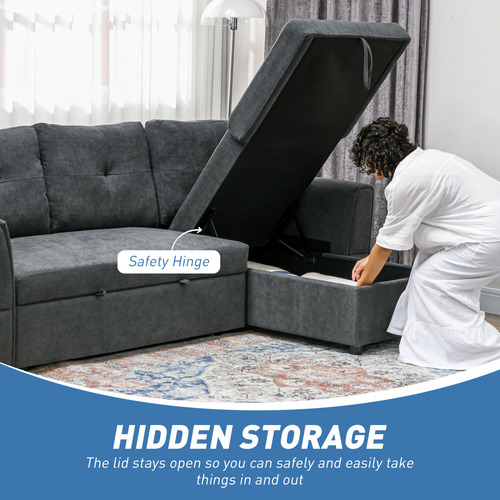 3-Seater Reversible Sofa Bed with Storage