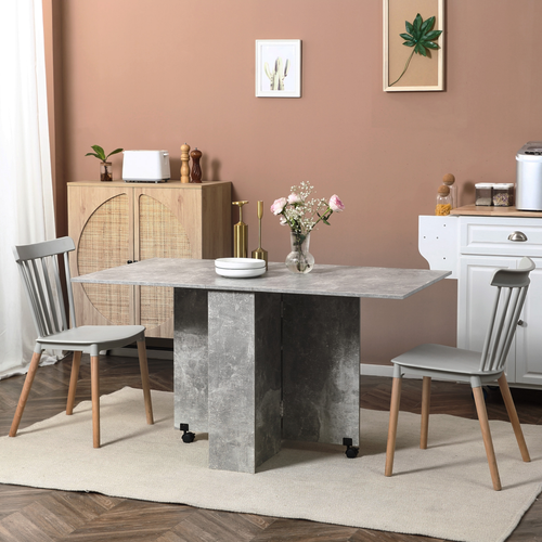 Rolling Drop-Leaf Dining Table - Space-Saving Foldable Table with Storage Shelves
