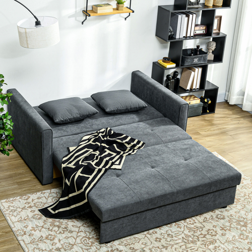 2-Seater Sofa Bed with Storage - Converts to Double Bed, Dark Grey