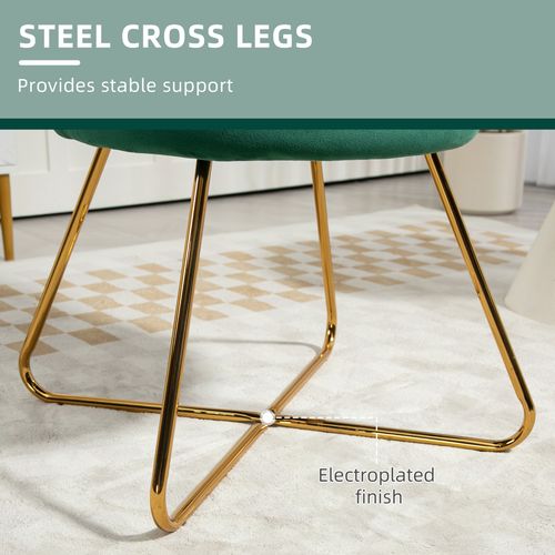 Green Velvet Accent Chair - Gold Legs, 120kg Capacity, Lotus Back
