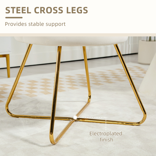 Velvet Accent Chair - Lotus Backrest with Gold Steel Legs, Cream