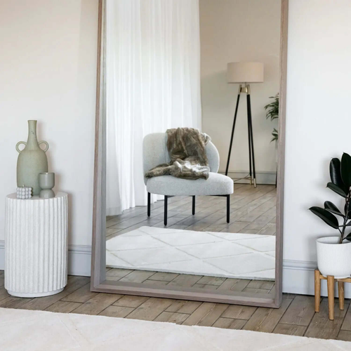 Walnut Leaner Mirror - 200x100cm, Angled Frame with HD Glass
