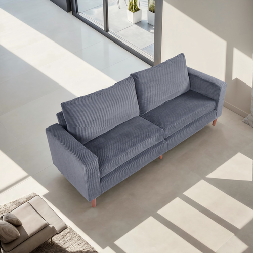 Modern Grey Corduroy Sofa - Minimalist Multi-Person Couch for Home & Office