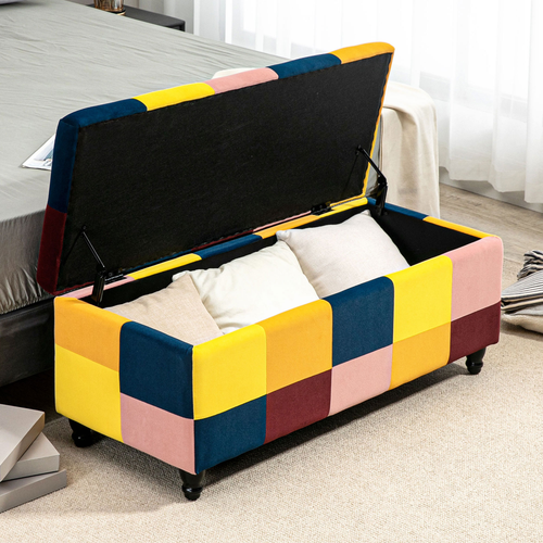 Velvet Storage Ottoman