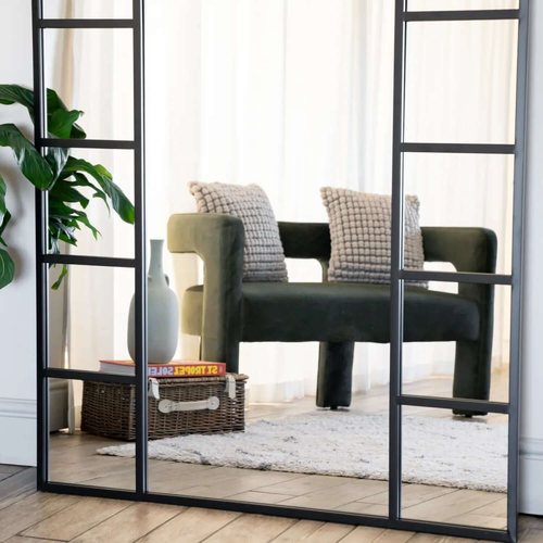 Black Arched Mirror - 180x105cm, Full-Length Metal Frame