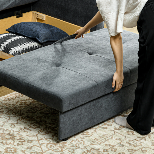 2-Seater Sofa Bed with Storage - Converts to Double Bed, Dark Grey