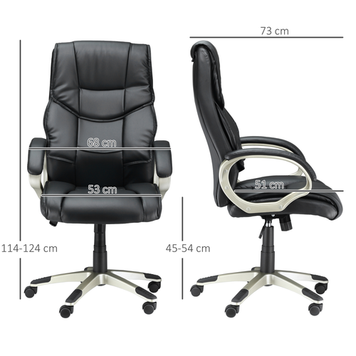 Executive Office Chair - High Back PU Leather w/ Adjustable Lumbar Support