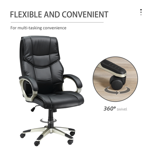 Executive Office Chair - High Back PU Leather w/ Adjustable Lumbar Support