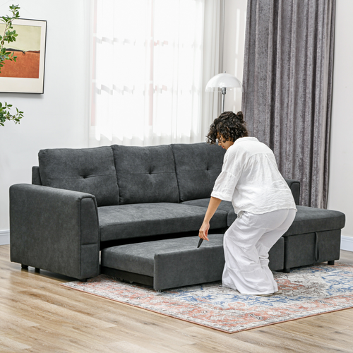 3-Seater Reversible Sofa Bed with Storage