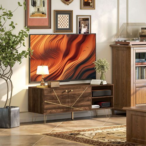 130cm Wooden TV Stand - Adjustable Shelves & Cable Management, Modern