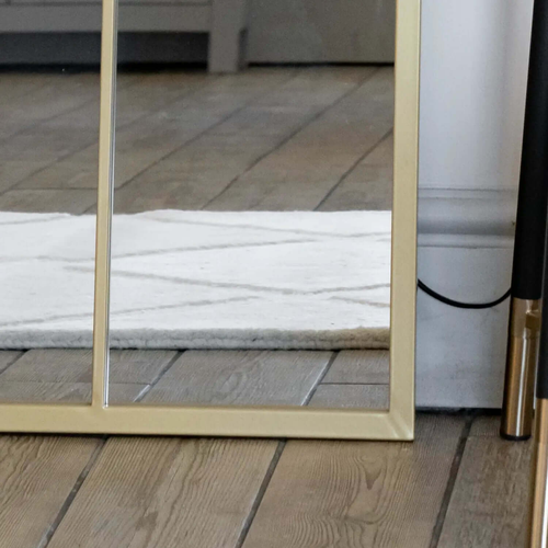 Gold Arched Lattice Mirror - 180x105cm, Full-Length Metal Frame