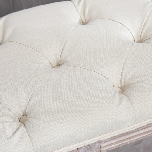 Cream Button-Tufted Storage Ottoman - Vintage Style with Hidden Compartment
