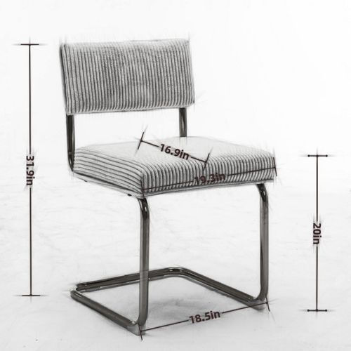 Corduroy Fabric, Gold Metal Base Dining Chairs
