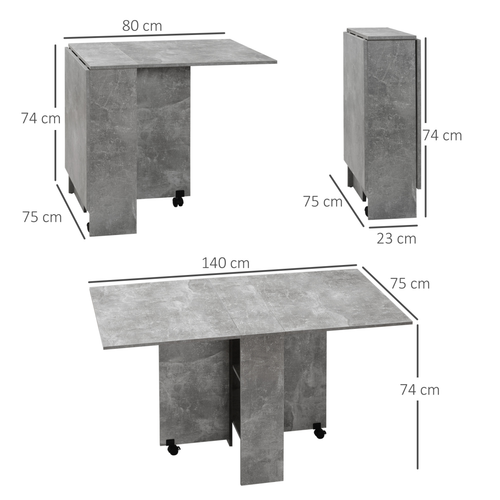 Rolling Drop-Leaf Dining Table - Space-Saving Foldable Table with Storage Shelves