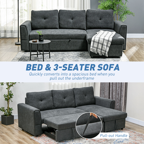 3-Seater Reversible Sofa Bed with Storage