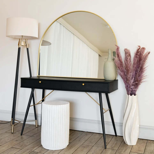 Gold Arched Mirror - 95x120cm, Metal Frame with 4mm Glass