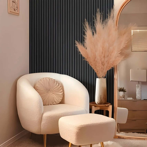 Black Oak Acoustic Slatted Wall Panels - Sound Absorbing & UV-Resistant