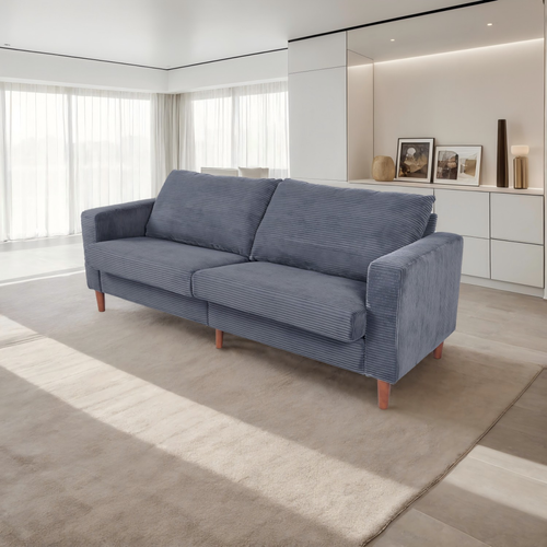 Modern Grey Corduroy Sofa - Minimalist Multi-Person Couch for Home & Office