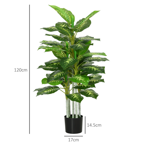 Artificial Evergreen Tree - 53-Leaf Fake Plant in Cement Pot, 120cm