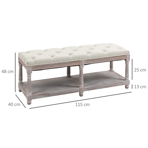 Cream Button-Tufted Storage Ottoman - Vintage Style with Hidden Compartment