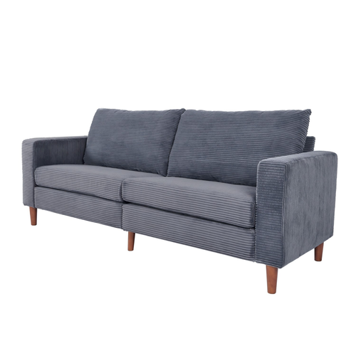 Modern Grey Corduroy Sofa - Minimalist Multi-Person Couch for Home & Office