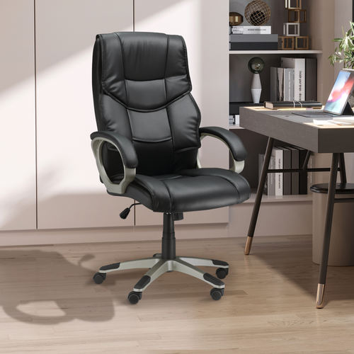 Executive Office Chair - High Back PU Leather w/ Adjustable Lumbar Support