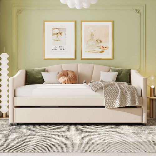 Beige upholstered Twin Daybed