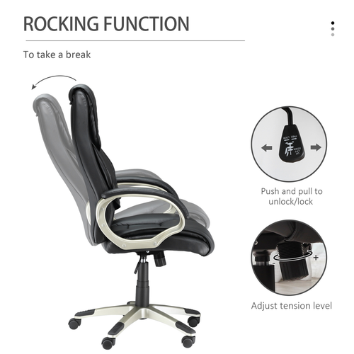 Executive Office Chair - High Back PU Leather w/ Adjustable Lumbar Support