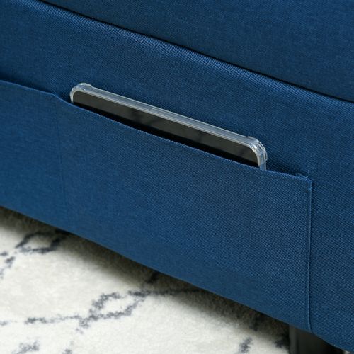 3-in-1 Folding Sofa Bed - Adjustable w/ Storage Pockets, Blue