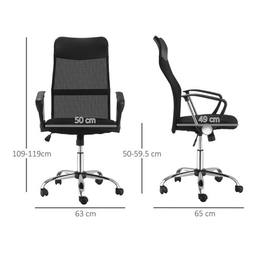 Executive Office Chair - High Back Mesh & PU Leather w/ Lumbar Support