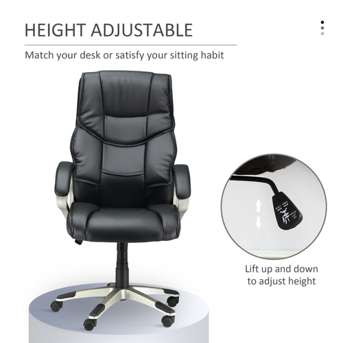Executive Office Chair - High Back PU Leather w/ Adjustable Lumbar Support