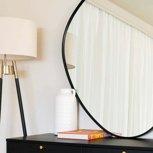 Black Pebble Mirror - 120x90cm, Irregular Metal Frame Design