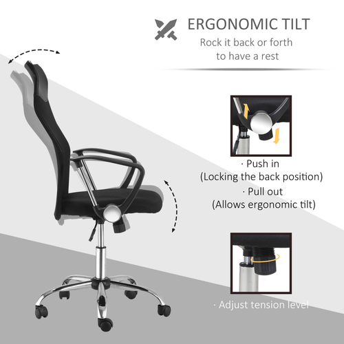 Executive Office Chair - High Back Mesh & PU Leather w/ Lumbar Support