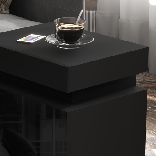 High Gloss LED Bedside Table - 2 Drawers with 16-Color Lighting
