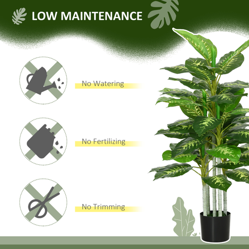 Artificial Evergreen Tree - 53-Leaf Fake Plant in Cement Pot, 120cm