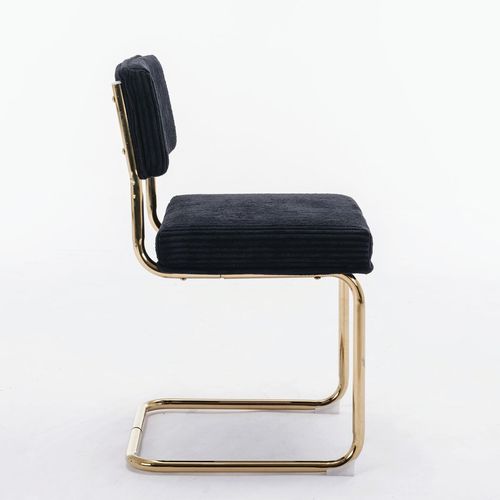 Corduroy Fabric, Gold Metal Base Dining Chairs