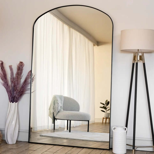 Black Gentle Arch Mirror - 200x120cm, Full-Length Metal Frame